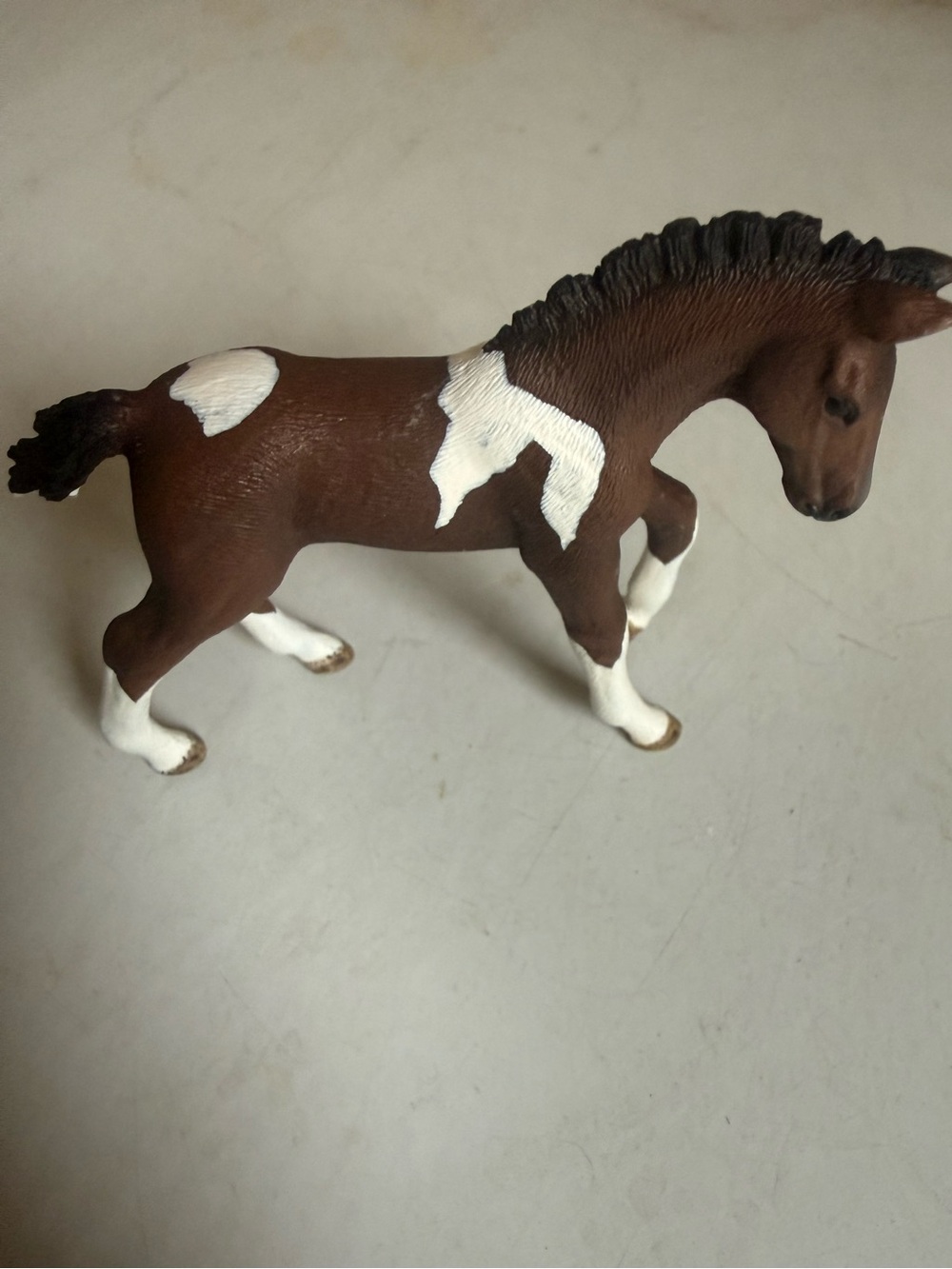 Schleich horse pony animal toy brown and white EUC